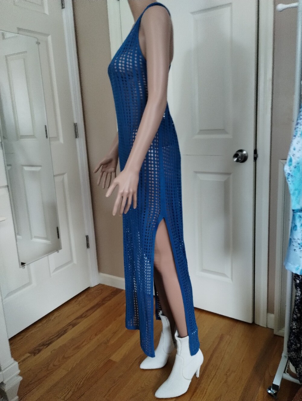 Pinkblush Bright Blue Crochet Cover-Up Dress - Picture 5 of 7